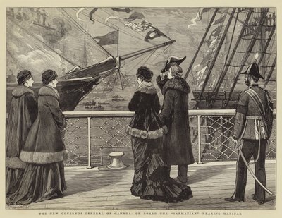 De nieuwe gouverneur-generaal van Canada, aan boord van de Sarmatian, nabij Halifax door Joseph Nash